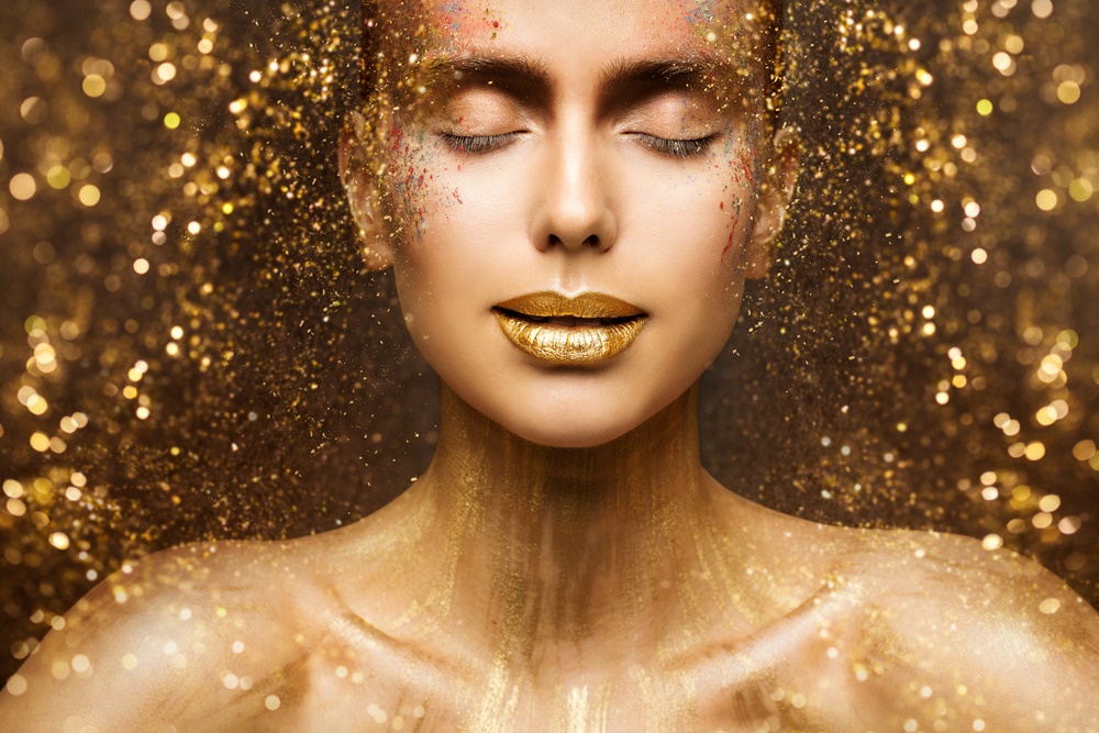 Woman in Gold Makeup